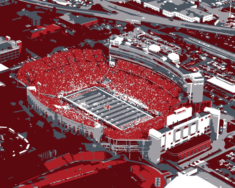 University of Nebraska Stadium Art Canvas Cornhuskers Etsy