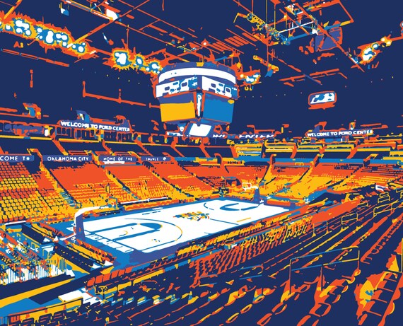 Oklahoma City Thunder Art Chesapeake Energy Arena Oklahoma Canvas Print Basketball Art Man Cave Groomsman Gift Child S Bedroom