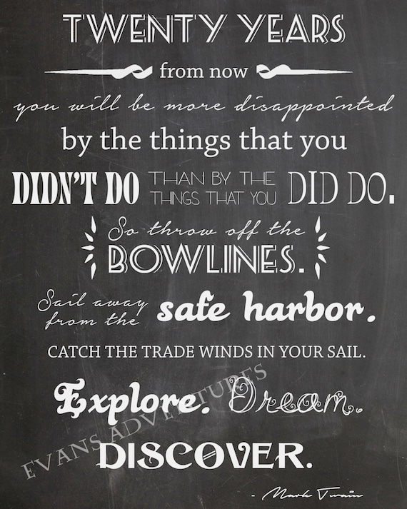 Digital Chalkboard Print of Mark Twain Quote Throw Off Etsy