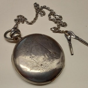 Antique Key Wind Silver Pocket Watch    circa 1890