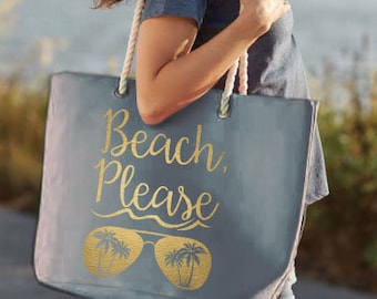 Bridesmaid tote bag, Braided strap bag, Beach Please Tote bag, Beach tote bag, Bridesmaid Beach tote, oversized tote