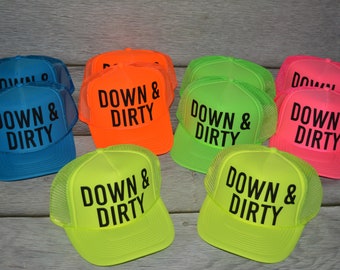 Neon birthday Party Hats, dirty thirty trucker hat, Bride neon hat, Adjustable neon trucker hats, Personalized, custom, any saying