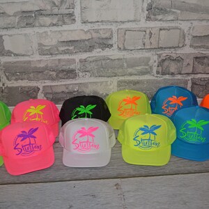 Turks Neon Trucker Hats, Turks neon hat, beach bachelorette trucker hat, Bride neon hat, Adjustable neon trucker hats, Personalized, custom image 9