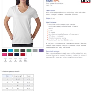 May include: White V-neck t-shirt with a semi-fitted contoured silhouette. The t-shirt is made of 100% ring-spun cotton and is available in sizes S-2XL. The t-shirt is shown on a white background.
