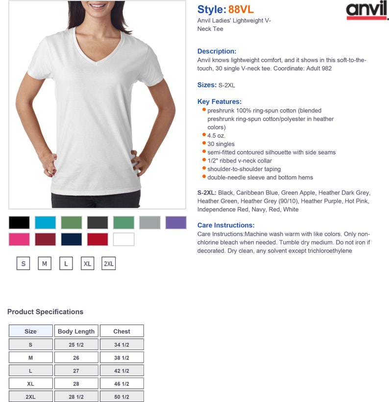 May include: White V-neck t-shirt with a semi-fitted contoured silhouette. The t-shirt is made of 100% ring-spun cotton and is available in sizes S-2XL. The t-shirt is shown on a white background.