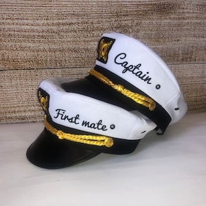 Nautical Captain&#39;s Hat, gift for new boat owner, captain hat, first mate hat, skipper, yacht - sailor bachelor hat, nautical gift,