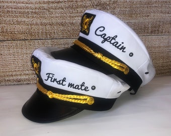 Nautical Captain's Hat, gift for new boat owner, captain hat, first mate hat, skipper, yacht - sailor bachelor hat, nautical gift,