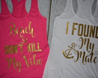 custom beach bachelorette cruise tanks, lets get ship faced tank, boat hair don't care tank, mermaid off duty, lets get nauti tank, bride to