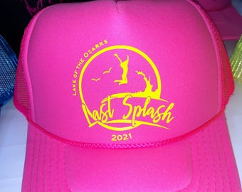 Neon Bachelorette Party Hats, last splash pool trucker hat, lake, beach, Bride neon hat, Adjustable neon trucker hats, Personalized, custom,