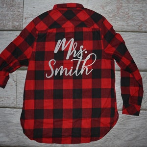 Personalized Plaid shirt, Monogram Flannel shacket, Bridesmaid Plaid red and black, blue flannel, black flannel, getting ready for wedding