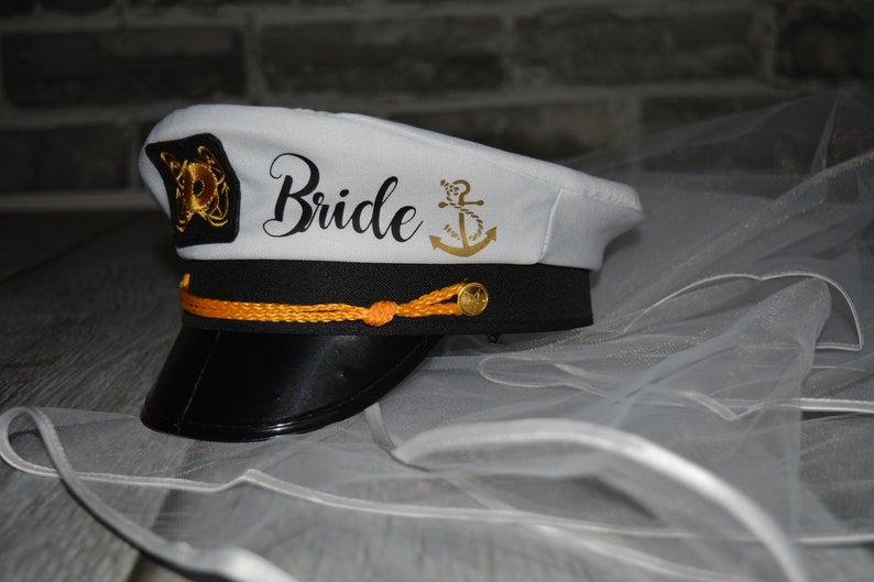 Bride Captain Hat with veil bride's captain hat | Etsy
