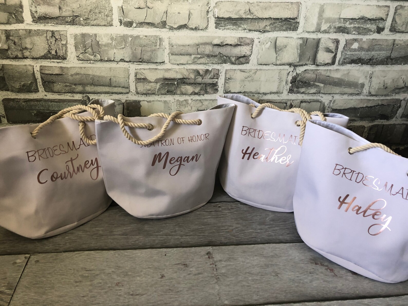 Bridesmaid Tote Bag Braided Rope Strap Bag Bridal Party Tote Etsy