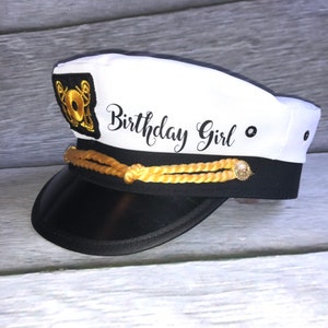 veil Nautical Captains Hat, birthday girl captain hat, bride's crew hat, skipper, yacht - sailor bachelorette hat, nauti bride hat,
