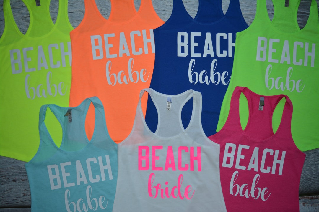 Beach Babe Bachelorette Party Shirts Neon Colors Bride's - Etsy