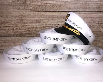 Nautical Captains Hat, men’s birthday captain hat, birthday crew sailor hat, skipper, yacht - sailor bachelorette hat, nauti bride hat,