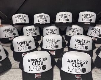 Custom Birthday Trucker Hat, Foam front Mesh Hats, Après Party theme, Personalized Gift