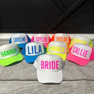 Neon trucker Bachelorette hat, matching names trucker hats, snap back hat, custom trucker hat, trucker hat men, trucker hat, any saying