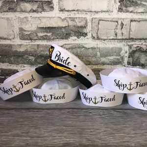 Bachelorette Captain's Hat, bride's captain hat, bride's crew hat, skipper, yacht sailor bachelorette hat, bridesmaid sailor hat, custom image 2