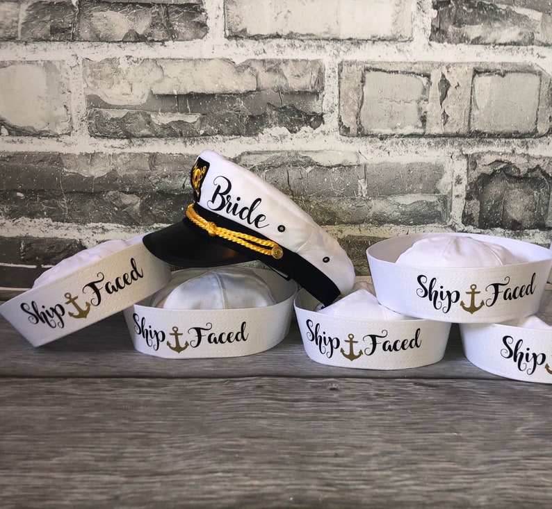 Bachelorette Captain's Hat, bride's captain hat, bride's crew hat, skipper, yacht sailor bachelorette hat, bridesmaid sailor hat, custom image 2