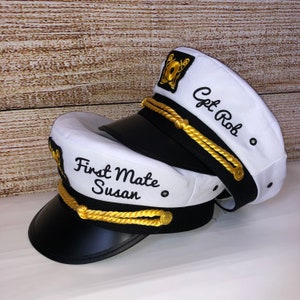 4sold Mens Kids Captain Hat Navy Army Military Baseball Cap Security Cap Captain Ancient Mariner Captain Cabin Boy Crew Yachting Inscription Lettering Gold