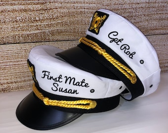 Nautical Captain's Hat, gift for new boat owner, captain hat, first mate hat, skipper, yacht - sailor bachelor hat, nautical gift,