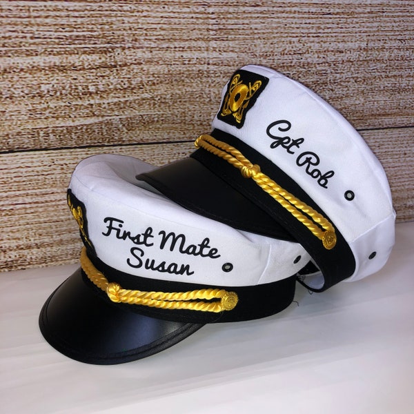 Nautical Captain's Hat, gift for new boat owner, captain hat, first mate hat, skipper, yacht - sailor bachelor hat, nautical gift,