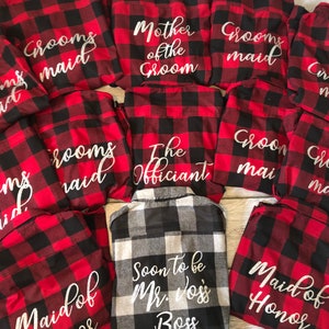 Personalized Plaid shirt, groomsmaid shirt, gay bachelorette shirts, Monogram Flannel shirt, Bridesmaid Plaid red and black, blue flannel,