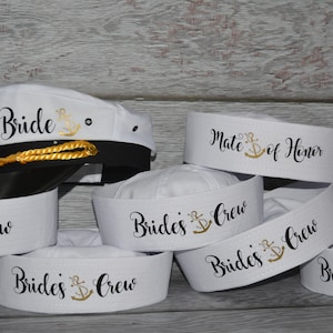 Bachelorette Captain's Hat, bride's captain hat, bride's crew hat, skipper, yacht sailor bachelorette hat, bridesmaid sailor hat, custom image 5