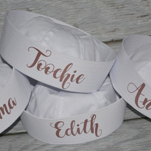 bride captain hat with veil, bride&#39;s captain hat, bride&#39;s crew hat, skipper,sailor bachelorette hat, nauti bride hat, rose gold writing