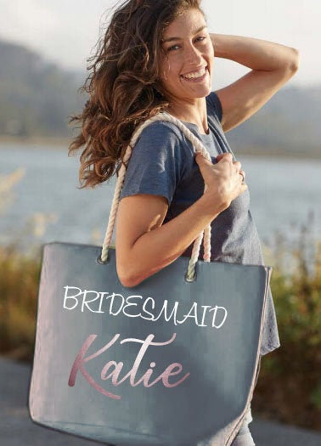 Bridesmaid Tote Bag Braided Strap Bag Bridal Party Tote - Etsy