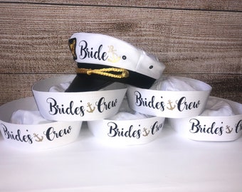 veil Nautical Captain's Hat, bride's captain hat, bride's crew hat, skipper, yacht - sailor bachelorette hat, bridesmaid sailor hat, custom