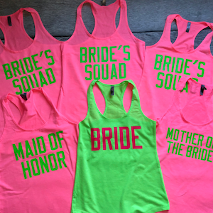 Bachelorette Party Shirts Neon Bride Squad Shirts Racerback - Etsy
