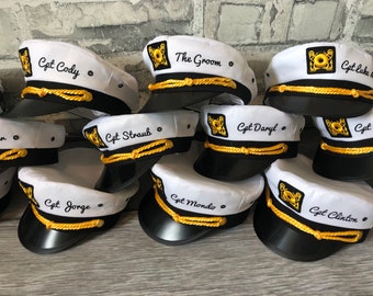 Nautical Captain's Hat, gift for bachelor party, captain hat, groom’s crew hat, skipper, yacht - sailor bachelor hat, nautical gift