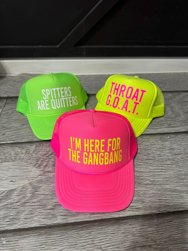 Inappropriate sayings trucker hats, funny neon trucker hats, explicit trucker hats, neon girls weekend trucker hats, bachelorette trucker image 3