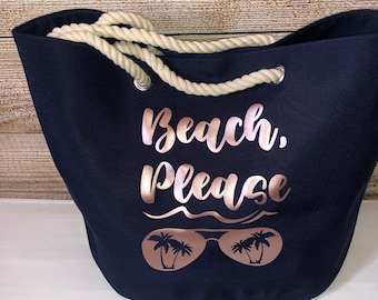 Bridesmaid tote bag, Braided strap bag, Beach Please Tote bag, Beach tote bag, Bridesmaid Beach tote, oversized tote