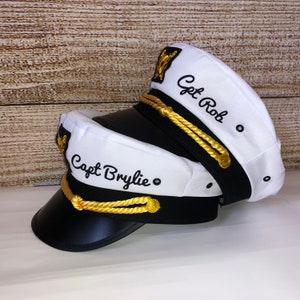 Nautical Captain&#39;s Hat, gift for new boat owner, captain hat, bride&#39;s crew hat, skipper, yacht - sailor bachelor hat, nautical gift