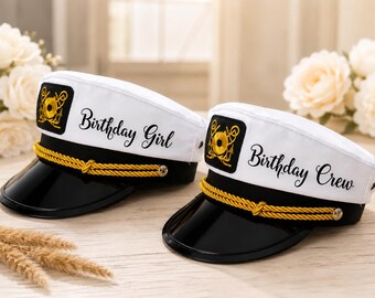 Birthday Captain Hat | Custom Nautical Hat | Birthday Crew Captain Hat | Bachelorette Sailor Hat | Yacht Party Hat | Skipper Cap