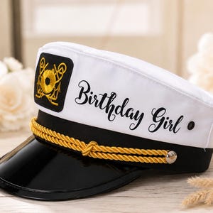 Birthday Captain Hat | Custom Nautical Hat | Bride Captain Hat | Bachelorette Sailor Hat | Yacht Party Hat | Skipper Cap