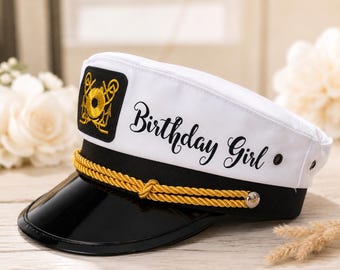 Birthday Captain Hat | Custom Nautical Hat | Bride Captain Hat | Bachelorette Sailor Hat | Yacht Party Hat | Skipper Cap