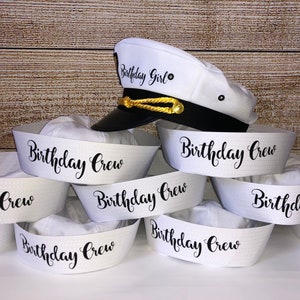 Nautical Captains Hat, birthday girl captain hat, birthday crew sailor hat, skipper, yacht - sailor bachelorette hat, nauti bride hat,