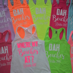Bachelorette Party Shirts Where My Beaches At The Beaches Dah Beaches Racerback Tank Top Beachelorette tank Cruise Bachelorette