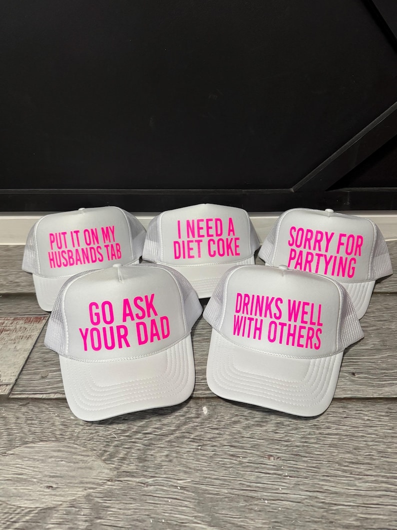 Inappropriate sayings trucker hats, funny neon trucker hats, explicit trucker hats, neon girls weekend trucker hats, bachelorette trucker image 7