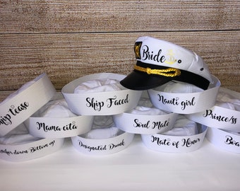 Bachelorette Captain's Hat, bride's captain hat, bride's crew hat, skipper, yacht - sailor bachelorette hat, bridesmaid sailor hat, custom