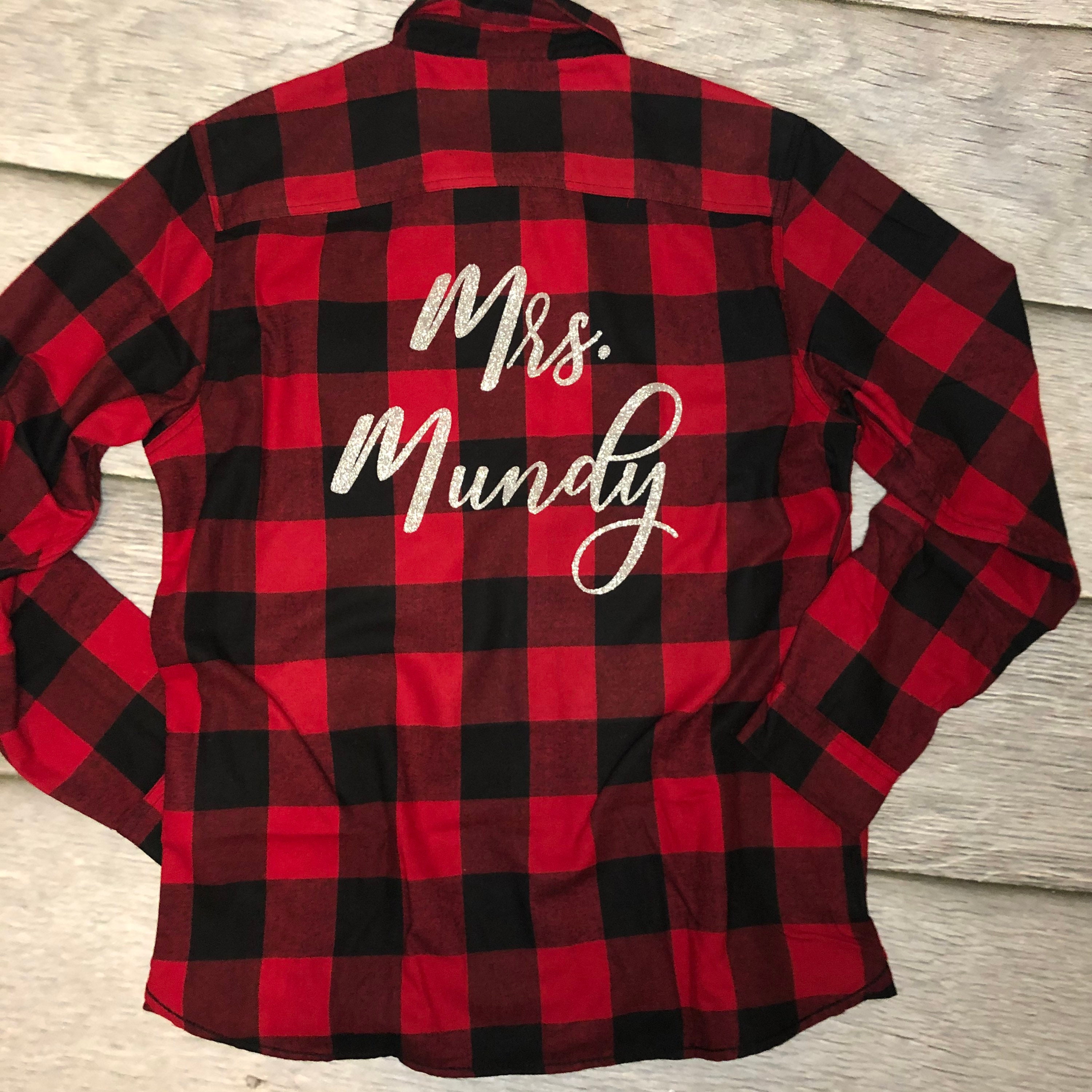 Personalized Plaid shirt, Monogram Flannel shirt, Bridesmaid Plaid red and black, blue flannel, black flannel, getting ready for the wedding