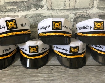 veil Nautical Captains Hat, birthday girl captain hat, birthday crew hat, skipper, yacht - sailor bachelorette hat, nauti bride hat,