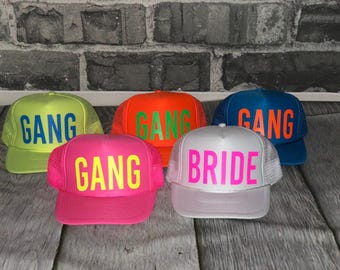 Bachelorette hats, matching trucker hats, snap back hat, custom trucker hat, neon baseball cap, trucker hat men, trucker hat for women,
