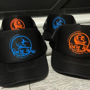 Sombreros de neón para despedida de soltera, sombrero de camionero para despedida de soltera en la playa, sombrero de neón para novia, sombreros de camionero de neón ajustables, personalizados, cualquier frase imagen 9