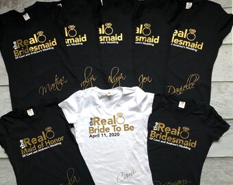 personalized bachelorette shirts, custom bachelorette party shirts, the real bridesmaid of wedding tshirts clothing gift bridesmaid proposal