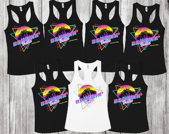 Neon Theme Tank top, Girls weekend tank tops, Bachelorette party tank tops, neon party tank, beachin besties, 80s theme party, 90s theme