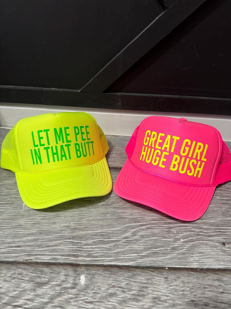Inappropriate sayings trucker hats, funny neon trucker hats, explicit trucker hats, neon girls weekend trucker hats, bachelorette trucker image 4